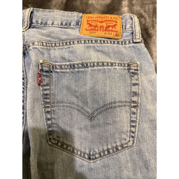 Levis 559 Jeans Mens 34x30 Blue Denim Relaxed Straight Medium Wash Casual Baggy - Picture 8 of 13